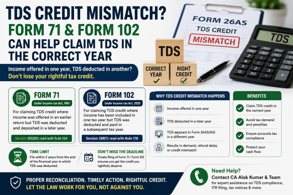 TDS Credit Mismatch? Form 71 and Form 102 Can Help Claim TDS in the Correct Year