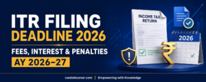 ITR filing deadline 2026, late fees and income-tax penalties for AY 2026-27