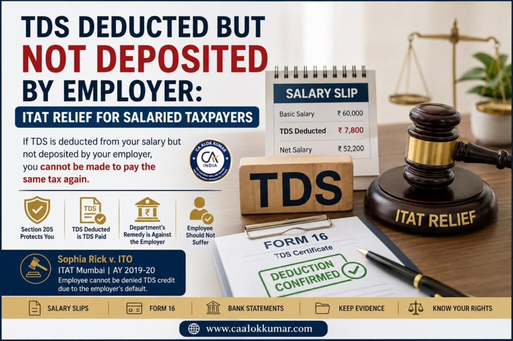 TDS deducted but not deposited by employer – ITAT relief for salaried taxpayer with Form 16 and Form 26AS mismatch.