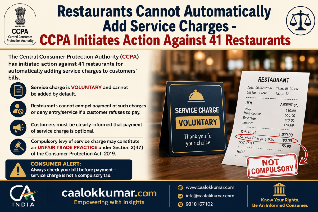 Restaurants Cannot Automatically Add Service Charges