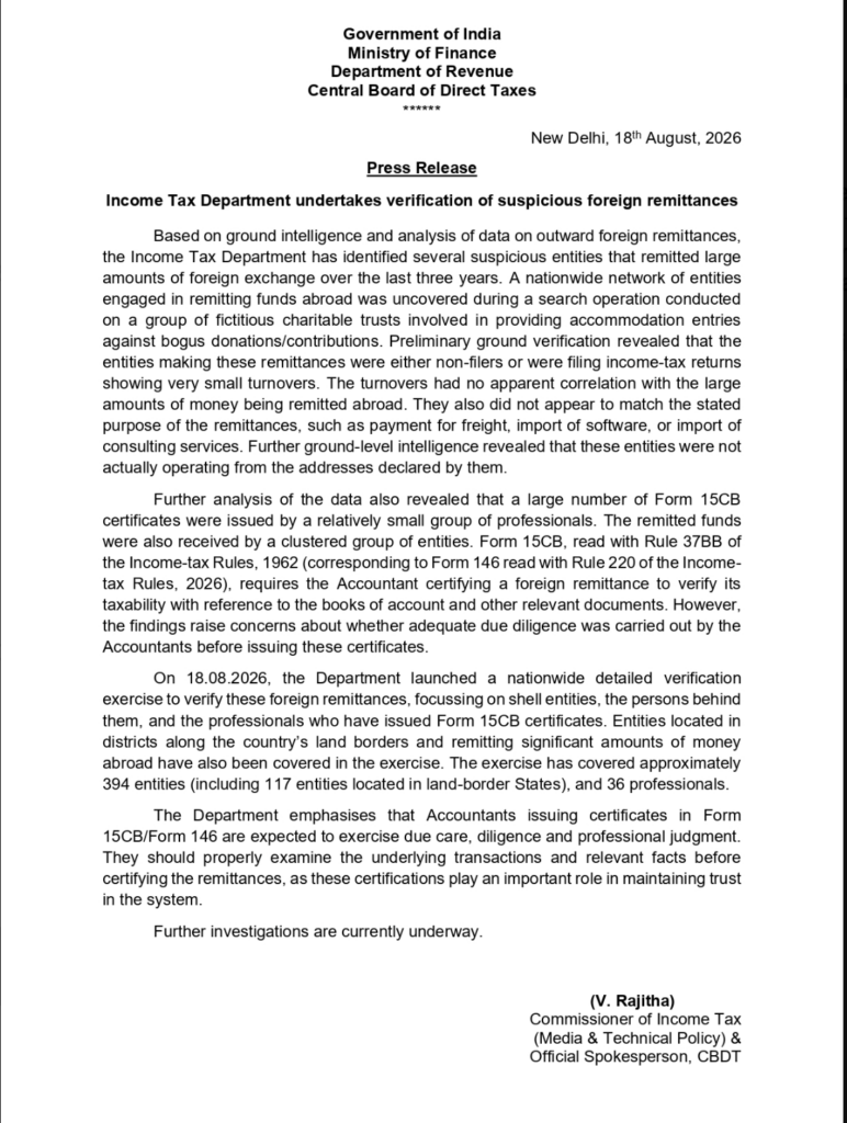 Foreign Remittance Income Tax Scrutiny 2026
