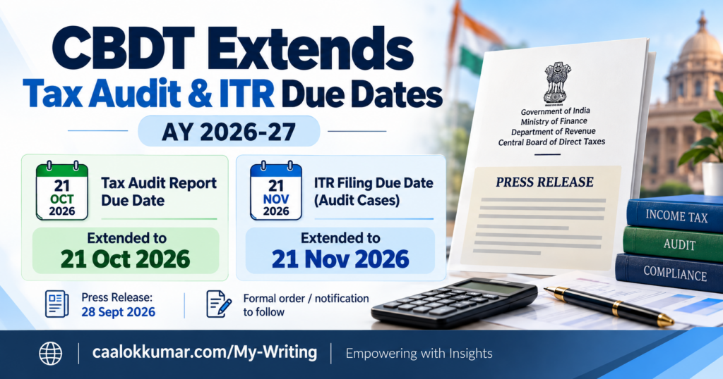 CBDT Extends Tax Audit Due Date