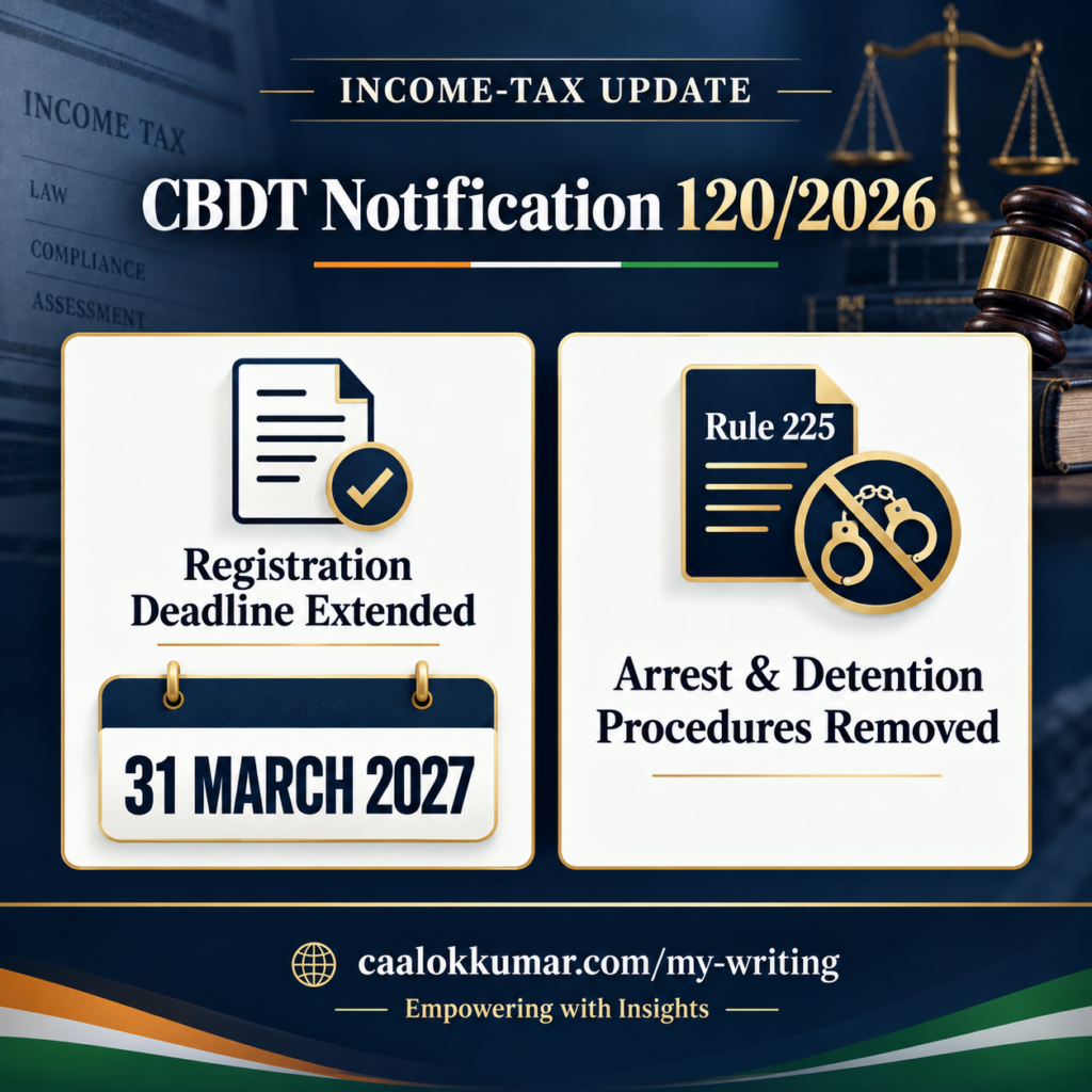 CBDT Notification 120/2026 registration deadline extended to 31 March 2027