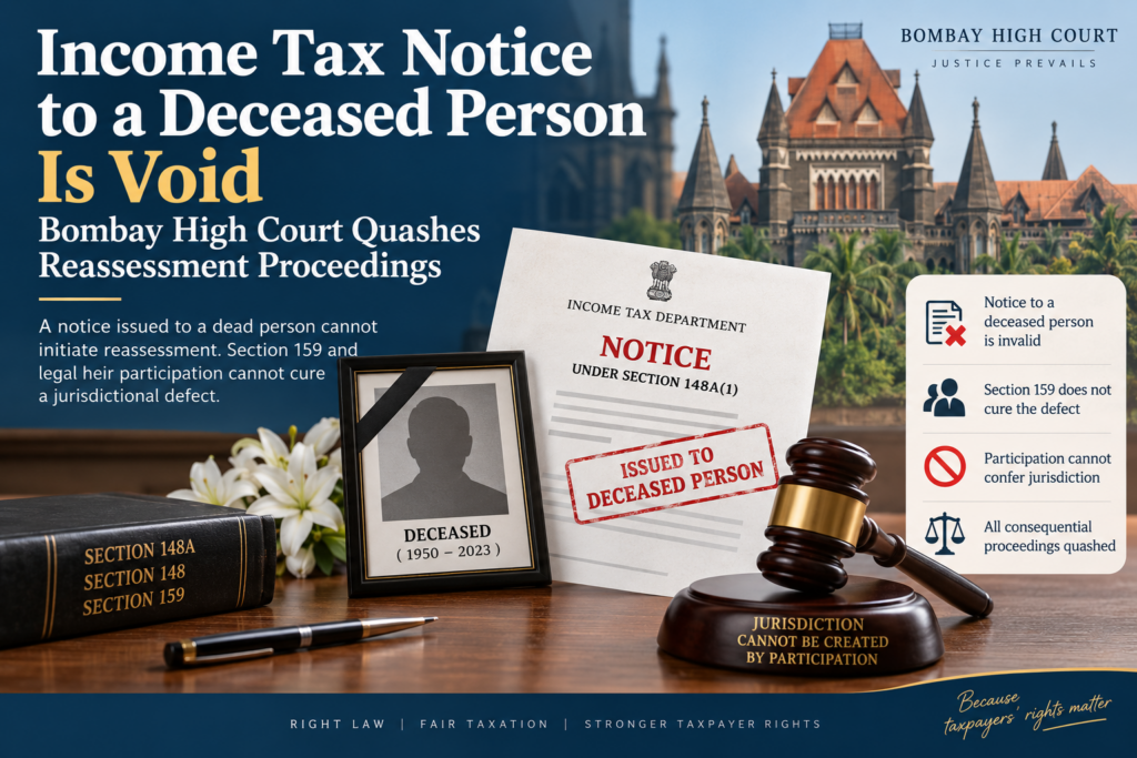 Income Tax Notice to Deceased Person Invalid – Bombay High Court