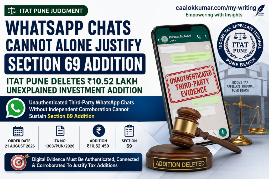 WhatsApp Chats Section 69 Addition: ITAT Pune Deletes ₹10.52 Lakh Addition