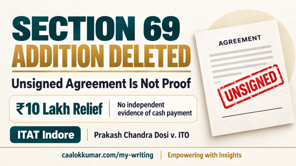 Section 69 addition based on unsigned agreement deleted by ITAT Indore